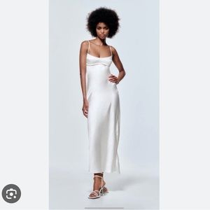 Zara viral satin effect midi dress NWT